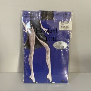Vintage Hooked On You Phantom Stockings Size C Black New Old Stock